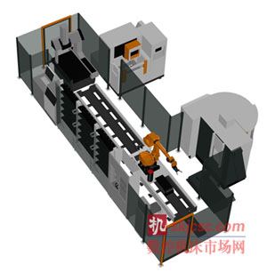 帶有三坐標(biāo)測(cè)量機(jī)的自動(dòng)化制造單元示意圖